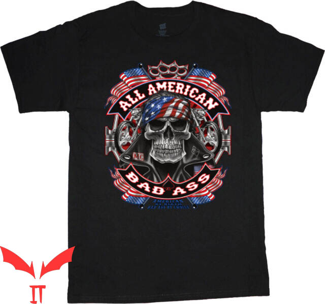 Badass Military T-Shirt All American Skull Flag American Badass Military T-Shirt All American Skull Flag American