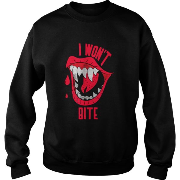 Beautiful Halloweens I Won’t Bite Red Lipss Scary Vampire shirt
