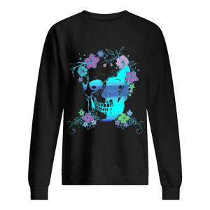 Beautiful Skull and Flowers, Halloween, Rave, Concert shirt