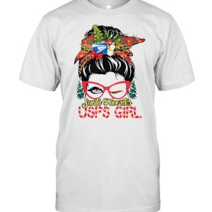 Best messy bun Santa favorites USPS girl Christmas sweater