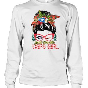 Best messy bun Santa favorites USPS girl Christmas sweater 3