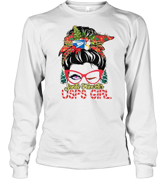Best messy bun Santa favorites USPS girl Christmas sweater Best messy bun Santa favorites USPS girl Christmas sweater