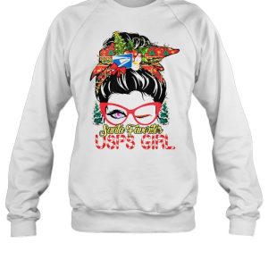 Best messy bun Santa favorites USPS girl Christmas sweater 4