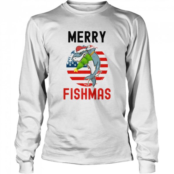 Big Shark Eating Christmas Treen Merry Fishmas shirt