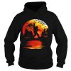 Bigfoot Holding American Flag Moon Halloween shirt