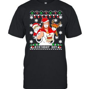 Birthday Boy Jesus Santa And Reindeer Christmas Sweater Shirt