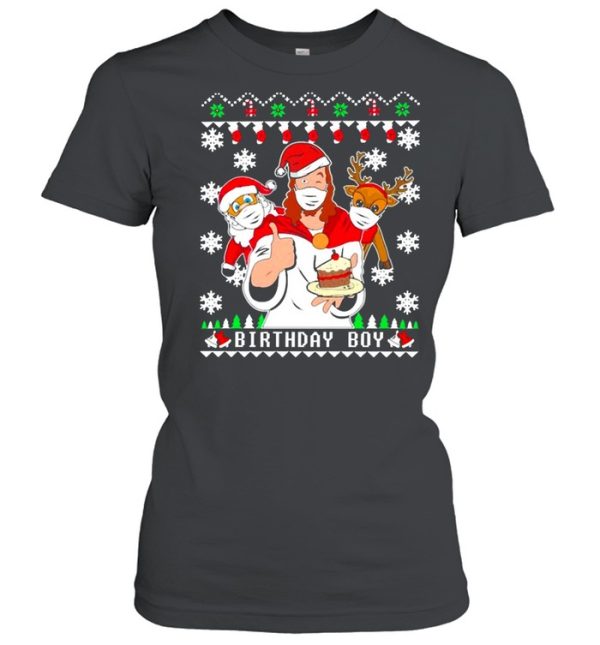 Birthday Boy Jesus Santa And Reindeer Christmas Sweater Shirt