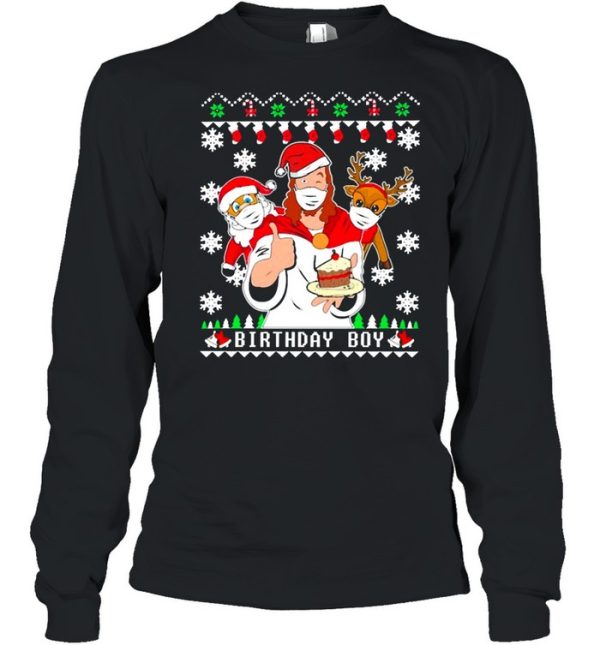 Birthday Boy Jesus Santa And Reindeer Christmas Sweater Shirt