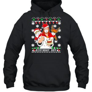 Birthday Boy Jesus Santa And Reindeer Christmas Sweater Shirt 5
