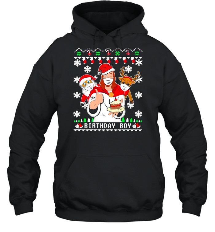 Birthday Boy Jesus Santa And Reindeer Christmas Sweater Shirt Birthday Boy Jesus Santa And Reindeer Christmas Sweater Shirt