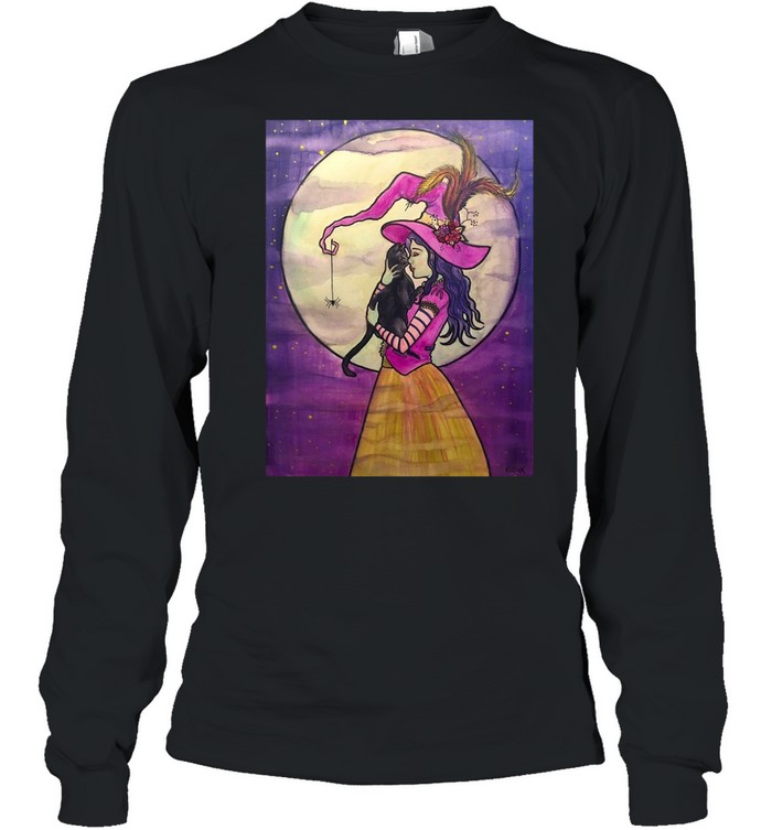 Black Cat A Love So Familiar Witch Illustration Spooky Halloween T-shirt Black Cat A Love So Familiar Witch Illustration Spooky Halloween T-shirt