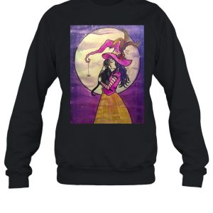 Black Cat A Love So Familiar Witch Illustration Spooky Halloween T-shirt