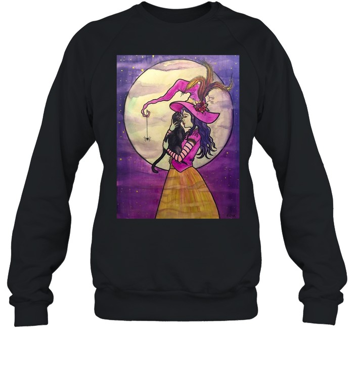 Black Cat A Love So Familiar Witch Illustration Spooky Halloween T-shirt Black Cat A Love So Familiar Witch Illustration Spooky Halloween T-shirt