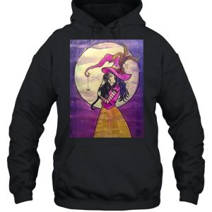 Black Cat A Love So Familiar Witch Illustration Spooky Halloween T shirt 3