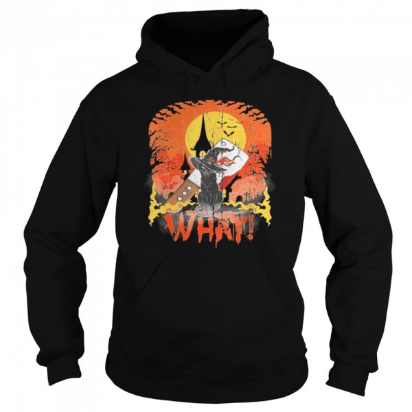 Black Cat With Knife What Halloween Cat Lover shirt