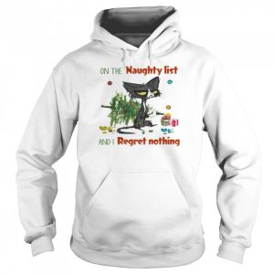 Black Cat on the naugfhty list and I reget nothing Christmas shirt 5