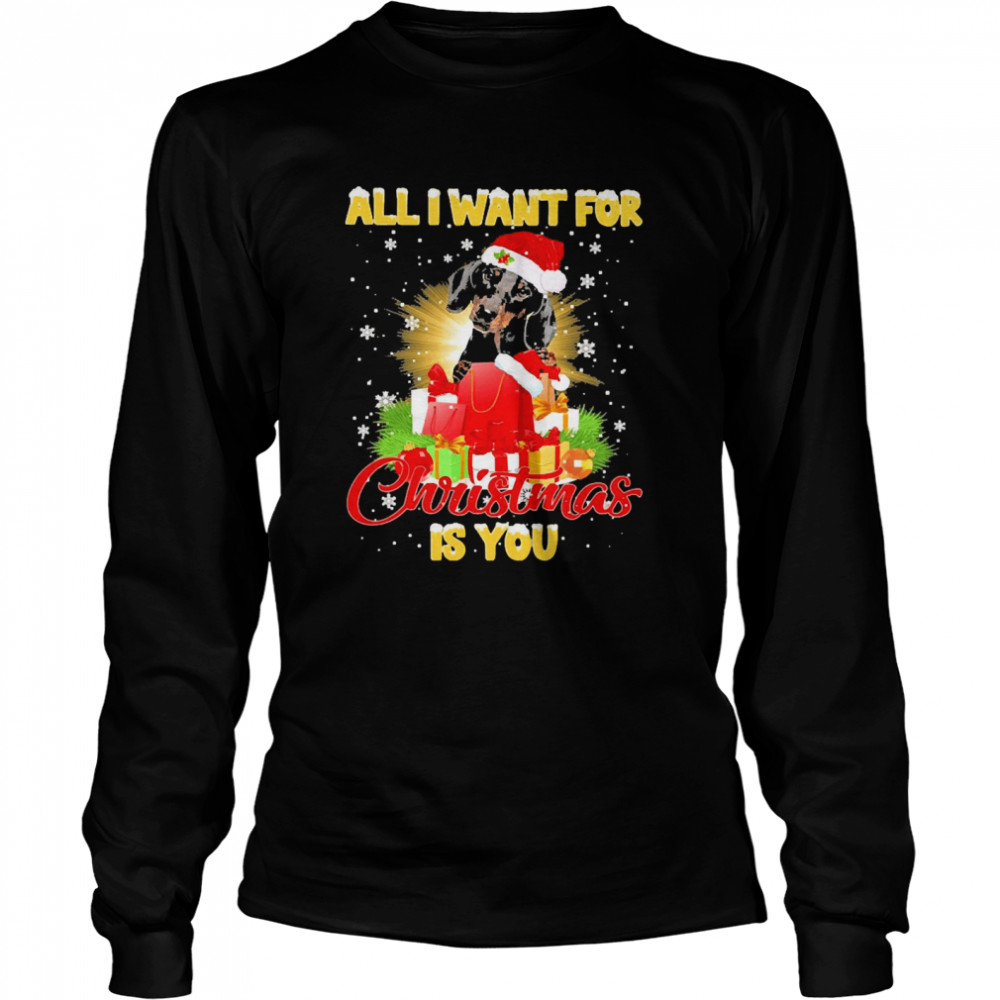 Black Dachshund All I Want For Christmas Is You Sweat T-shirt Black Dachshund All I Want For Christmas Is You Sweat T-shirt