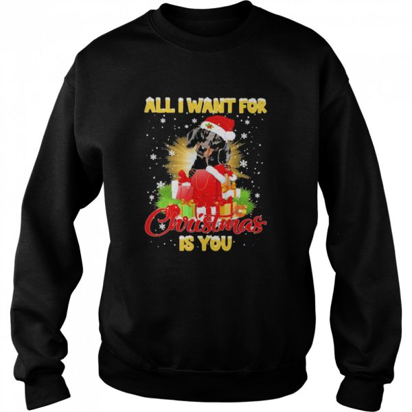 Black Dachshund All I Want For Christmas Is You Sweat T-shirt