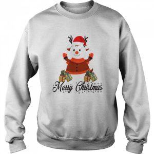 Black Text Merry Christmas Snowman shirt 4