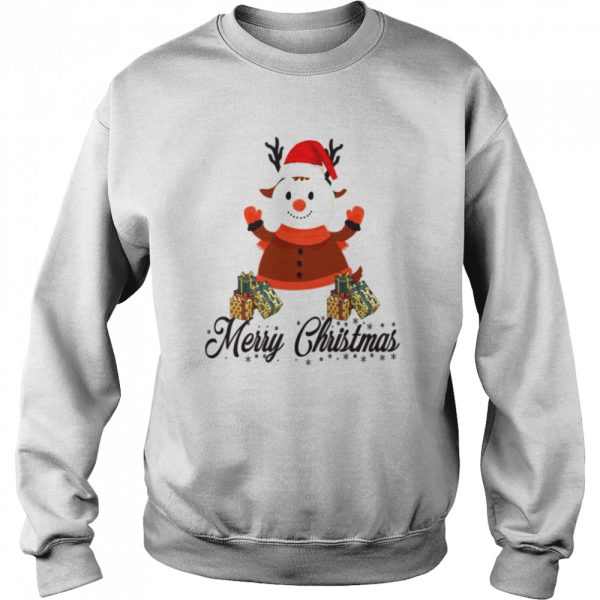 Black Text Merry Christmas Snowman shirt