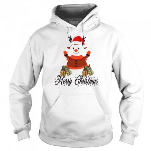 Black Text Merry Christmas Snowman shirt 5