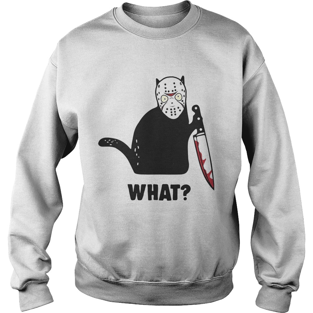 Black cat Jason Voorhees what blood knife shirt Black cat Jason Voorhees what blood knife shirt