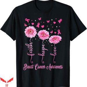 Breast Cancer Awareness T-Shirt Hope Love Daisy Pink Ribbon