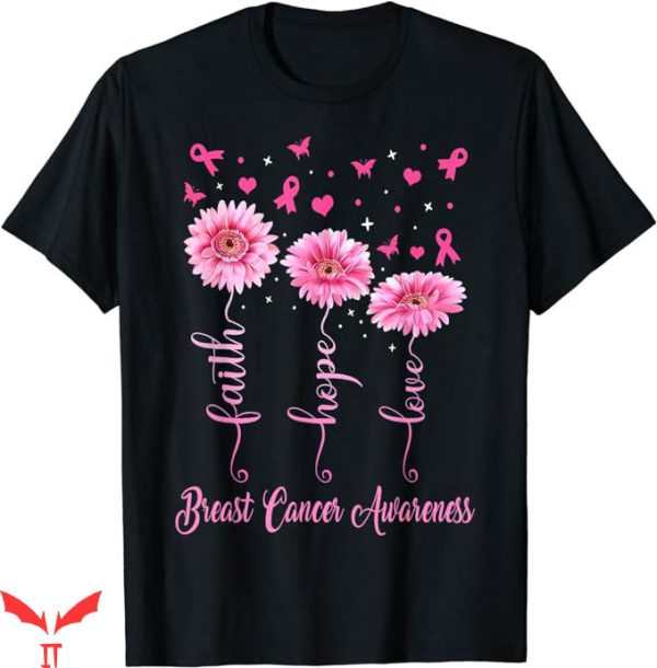 Breast Cancer Awareness T-Shirt Hope Love Daisy Pink Ribbon
