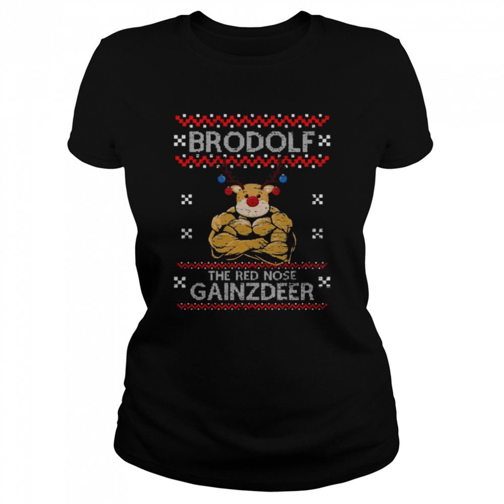 Brodolf The Red Nose Gainzdeer Ugly Christmas Pattern shirt Brodolf The Red Nose Gainzdeer Ugly Christmas Pattern shirt