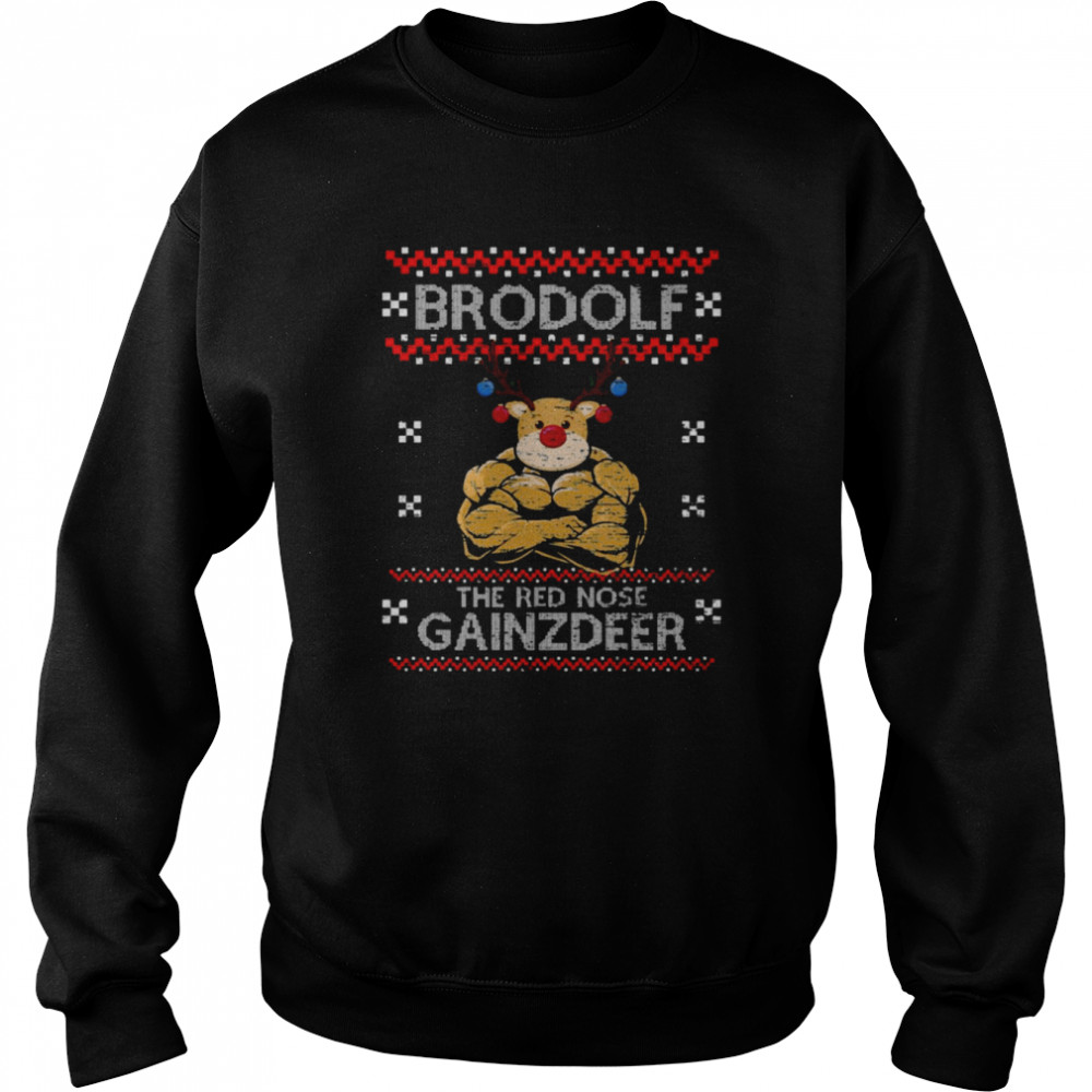 Brodolf The Red Nose Gainzdeer Ugly Christmas Pattern shirt Brodolf The Red Nose Gainzdeer Ugly Christmas Pattern shirt