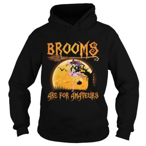 Brooms Are For Amateurs Halloween Witch Riding Flamingo Shirt