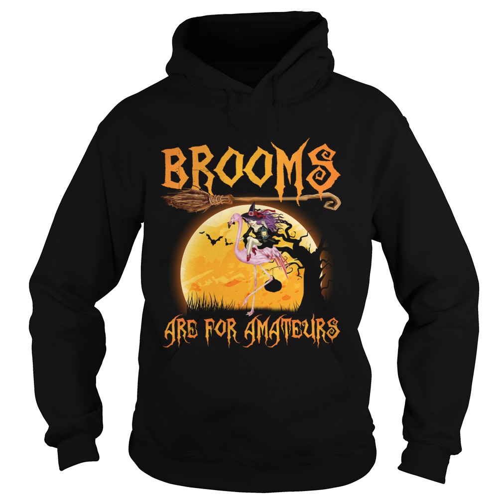 Brooms Are For Amateurs Halloween Witch Riding Flamingo Shirt Brooms Are For Amateurs Halloween Witch Riding Flamingo Shirt