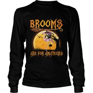 Brooms Are For Amateurs Halloween Witch Riding Flamingo Shirt