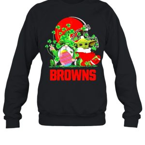 Browns Football Baby Yoda Vs Gnome Happy Easters And St Patricks Day Shirt 4
