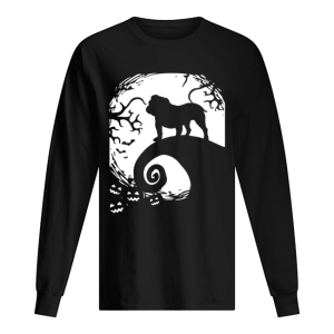 Bull Dog Halloween With Moon And Pumpkin Tshirt
