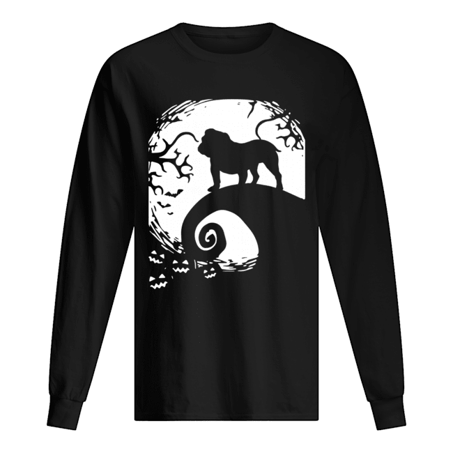Bull Dog Halloween With Moon And Pumpkin Tshirt Bull Dog Halloween With Moon And Pumpkin Tshirt