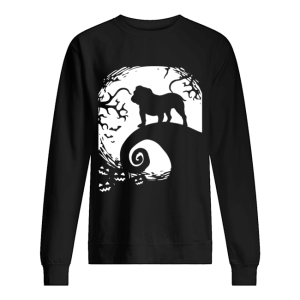 Bull Dog Halloween With Moon And Pumpkin Tshirt