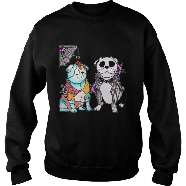 Bulldog Husband Jack skellington and Sally shirt