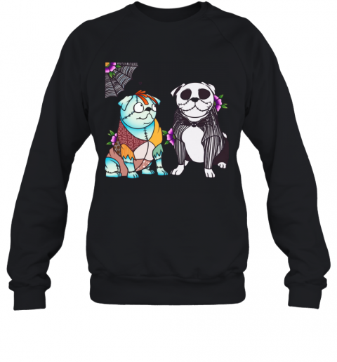 Bulldog Sally And Jack Skellington Halloween T-Shirt Bulldog Sally And Jack Skellington Halloween T-Shirt