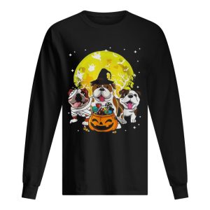 Bulldog mummy witch dog moon ghosts Halloween shirt