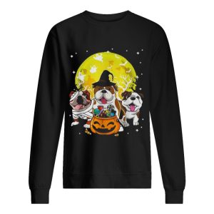 Bulldog mummy witch dog moon ghosts Halloween shirt