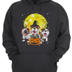 Bulldog mummy witch dog moon ghosts Halloween shirt 3