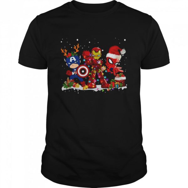 Captain America Ironman And Spider Man Christmas T-Shirt