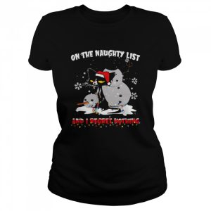 Cat And Snowman Santa On Naughty List And I Regret Nothing Christmas Sweater T-shirt