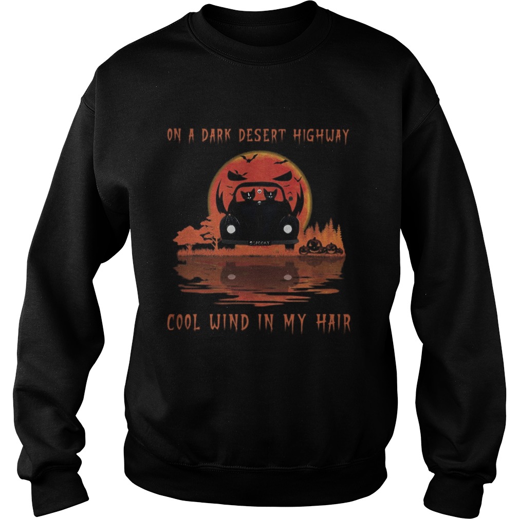 Cat driving car on a dark desert highway cool wind in my hair moon shirt Cat driving car on a dark desert highway cool wind in my hair moon shirt