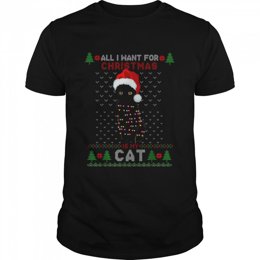 Cat lovers Cute Cat Santa Hat Ugly Christmas T-Shirt Cat lovers Cute Cat Santa Hat Ugly Christmas T-Shirt