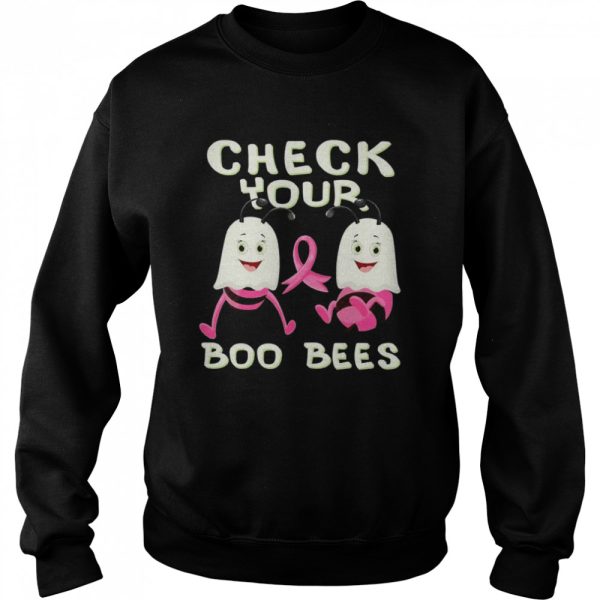 Check Your Boo Bees Breast Cancer Ghost Halloween Ribon Fun shirt