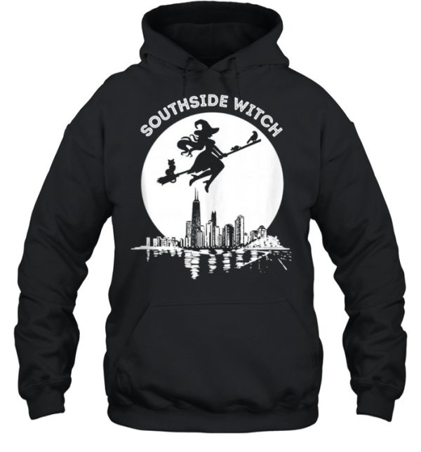 Chicago Windy City Southside Witch Flying Moonlight Skyline shirt