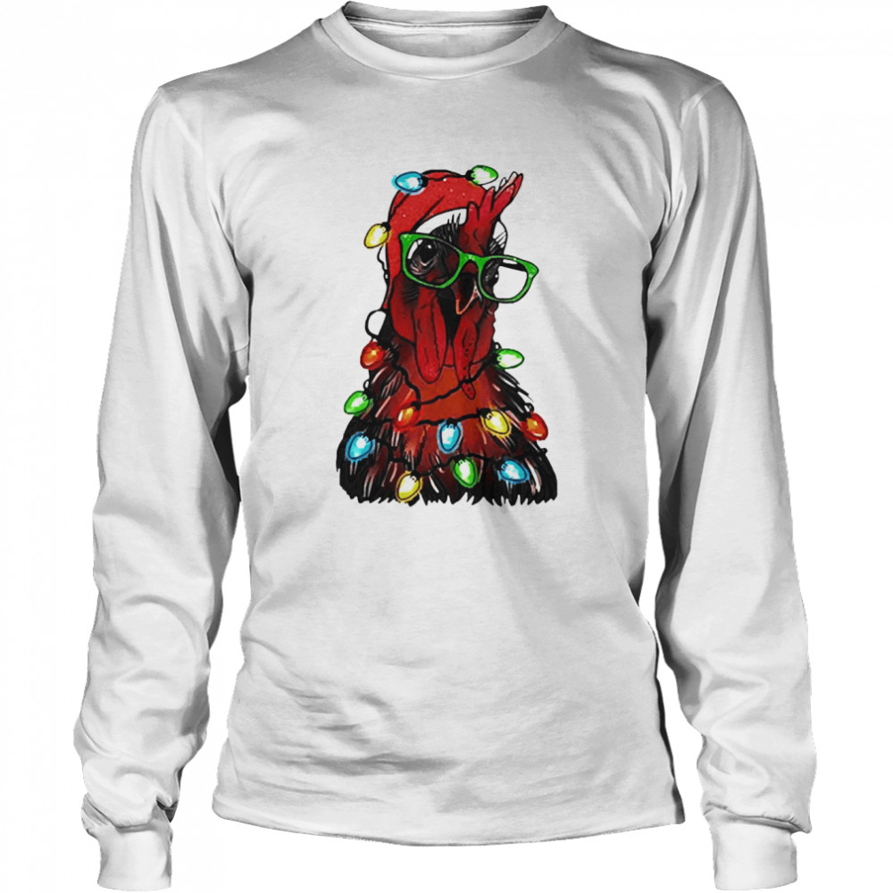 Chicken Christmas Tree Lights Santa Claus Xmas Leopard Print Sweater T-shirt Chicken Christmas Tree Lights Santa Claus Xmas Leopard Print Sweater T-shirt