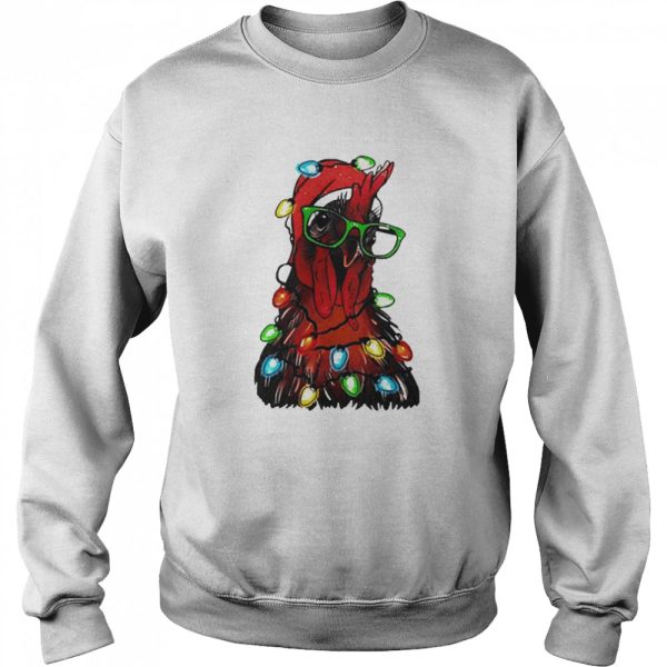Chicken Christmas Tree Lights Santa Claus Xmas Leopard Print Sweater T-shirt